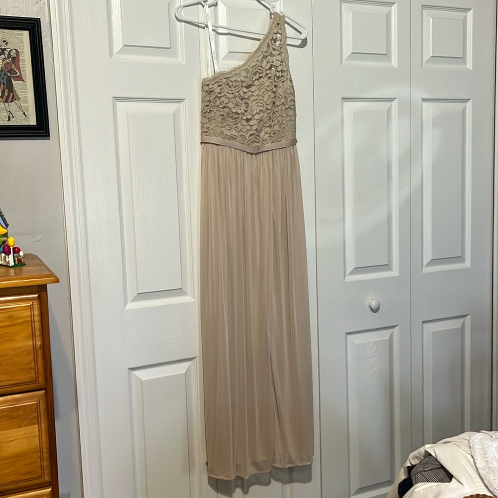David’s Bridal Tan Bridesmaid Dress